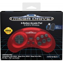 Pad SEGA Mega Drive Retro-Bit 2.4G Crimson Red